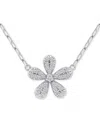 Giani Bernini Cubic Zirconia Pave Flower Pendant Necklace In Sterling Silver, 16" + 2" Extender, Created For Macy' In Silver