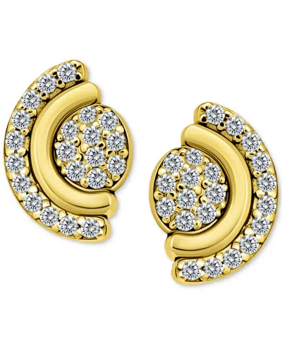 Giani Bernini Cubic Zirconia Pave Half Halo Stud Earrings In Sterling Silver, Exclusively At Macy's In Gold