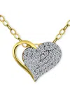 Giani Bernini Cubic Zirconia Pave Heart Pendant Necklace In Sterling Silver & 18k Gold-plated, 16" + 2" Extender, In Two Tone