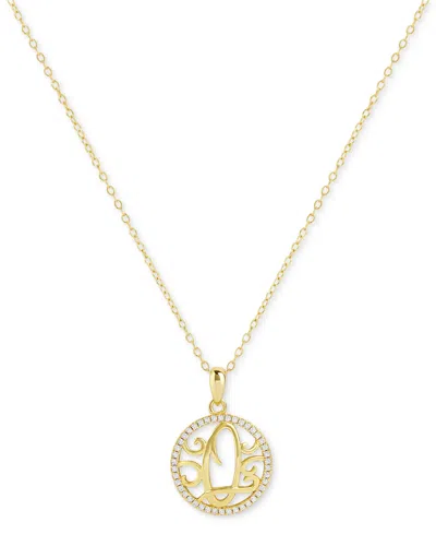 Giani Bernini Cubic Zirconia Pave Monogram Q Pendant 18" Necklace In 18k Gold Over Sterling Silver, Created For Ma
