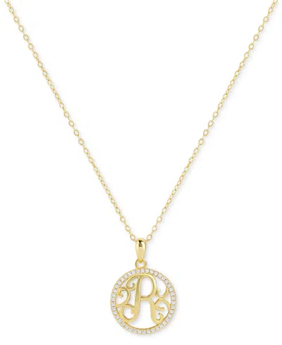 Giani Bernini Cubic Zirconia Pave Monogram R Pendant 18" Necklace In 18k Gold Over Sterling Silver, Created For Ma