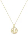 Giani Bernini Cubic Zirconia Y Initial Halo 18" Pendant Necklace In 18k Gold-plated Sterling Silver, Created For M In Gold