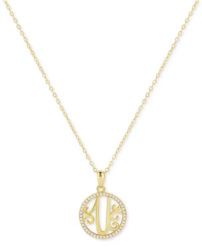 Giani Bernini Cubic Zirconia Pave Monogram U Pendant 18" Necklace In 18k Gold Over Sterling Silver, Created For Ma