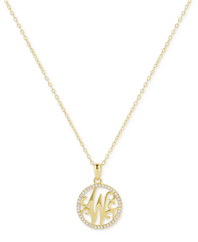 Giani Bernini Cubic Zirconia Pave Monogram W Pendant 18" Necklace In 18k Gold Over Sterling Silver, Created For Ma
