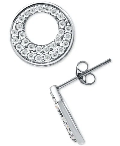 Giani Bernini Cubic Zirconia Pave Open Circle Stud Earrings In Sterling Silver, Exclusively At Macy's