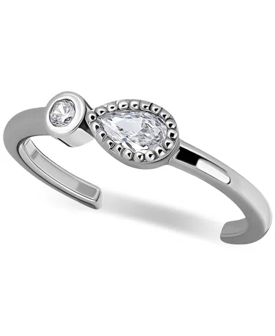 Giani Bernini Cubic Zirconia Pear & Round Toe Ring, Created For Macy's In Silver