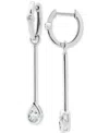 Giani Bernini Cubic Zirconia Pear Bezel Dangle Hoop Earrings In Sterling Silver, Exclusively At Macy's In Silver