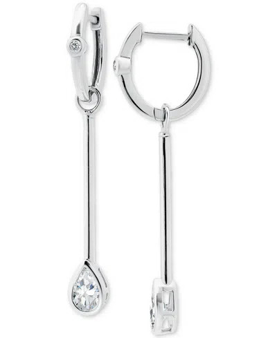 Giani Bernini Cubic Zirconia Pear Bezel Dangle Hoop Earrings In Sterling Silver, Exclusively At Macy's
