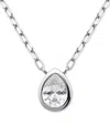 Giani Bernini Cubic Zirconia Pear Bezel Pendant Necklace, 16" + 2" Extender, Exclusively At Macy's In Silver