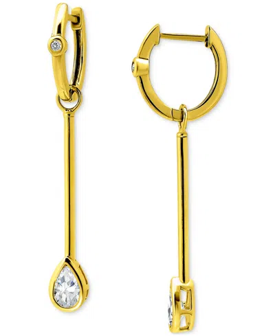 Giani Bernini Cubic Zirconia Pear Drop Linear Dangle Hoop Earrings In 18k Gold-plated Sterling Silver, Macy's Excl