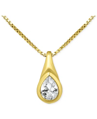 Giani Bernini Cubic Zirconia Pear-shaped Pendant Necklace In Sterling Silver, 16" + 2" Extender, Exclusively At Ma In Gold