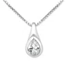 Giani Bernini Cubic Zirconia Pear-shaped Pendant Necklace In Sterling Silver, 16" + 2" Extender, Exclusively At Ma In Metallic