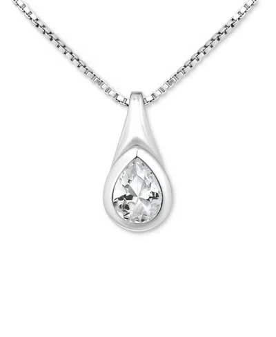 Giani Bernini Cubic Zirconia Pear-shaped Pendant Necklace In Sterling Silver, 16" + 2" Extender, Exclusively At Ma In Metallic