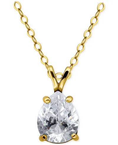 Giani Bernini Cubic Zirconia Pear Solitaire Pendant Necklace, 16" + 2" Extender, Exclusively At Macy's
