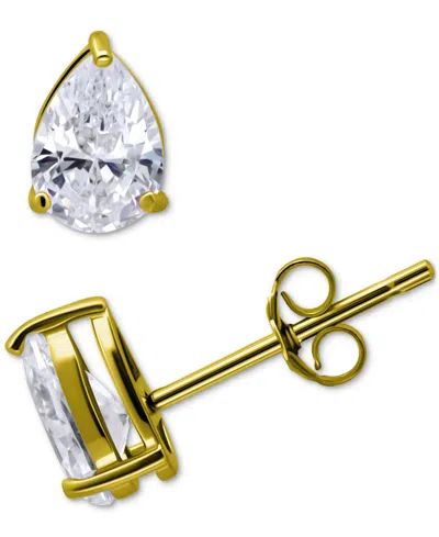 Giani Bernini Cubic Zirconia Pear Solitaire Stud Earrings, Created For Macy's In Gold
