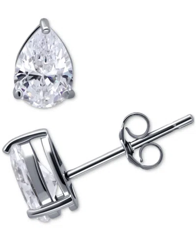 Giani Bernini Cubic Zirconia Pear Solitaire Stud Earrings, Created For Macy's In Silver