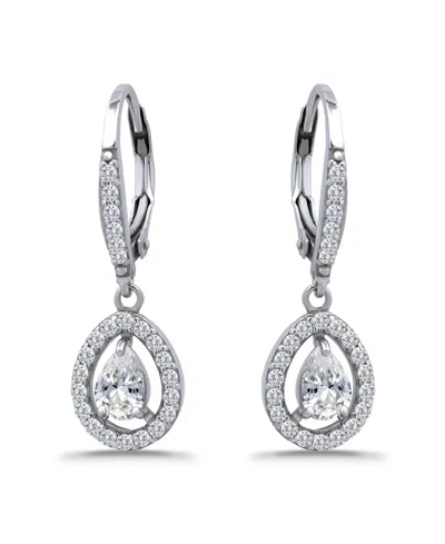 Giani Bernini Cubic Zirconia Pear Teardrop Halo Leverback Drop Earrings In 18k Gold-plated Sterling Silver, Create