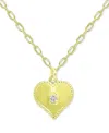 Giani Bernini Cubic Zirconia Polished Heart Paperclip Link Pendant Necklace, 16" + 2" Extender, Created For Macy's In Gold
