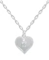 Giani Bernini Cubic Zirconia Polished Heart Paperclip Link Pendant Necklace, 16" + 2" Extender, Created For Macy's In White