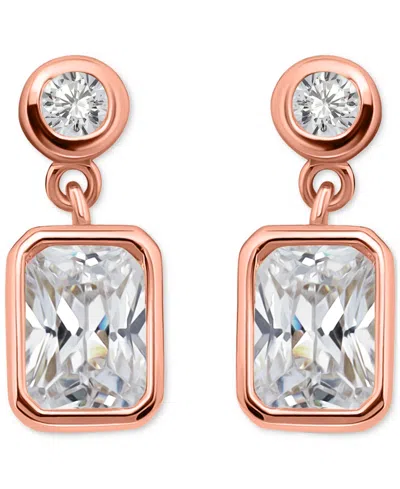 Giani Bernini Cubic Zirconia Round & Octagon Bezel Drop Earrings, Exclusively At Macy's In Gold