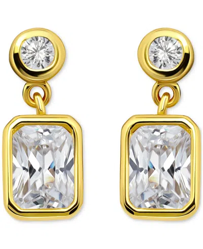 Giani Bernini Cubic Zirconia Round & Octagon Bezel Drop Earrings, Exclusively At Macy's In Gold