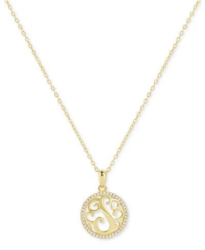 GIANI BERNINI CUBIC ZIRCONIA S MONOGRAM 18" PENDANT NECKLACE IN 18K GOLD OVER STERLING SILVER, CREATED FOR MACY'S