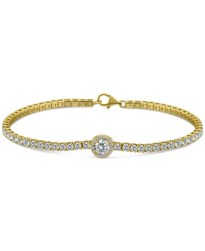 Giani Bernini Cubic Zirconia Solitaire Halo Tennis Bracelet, Created For Macy's In Sterling Silver