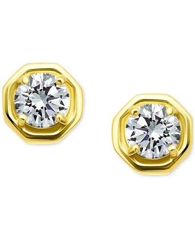 Giani Bernini Cubic Zirconia Solitaire Octagon Stud Earrings, Macy's Exclusive In Gold