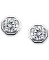 Giani Bernini Cubic Zirconia Solitaire Octagon Stud Earrings, Macy's Exclusive In Silver