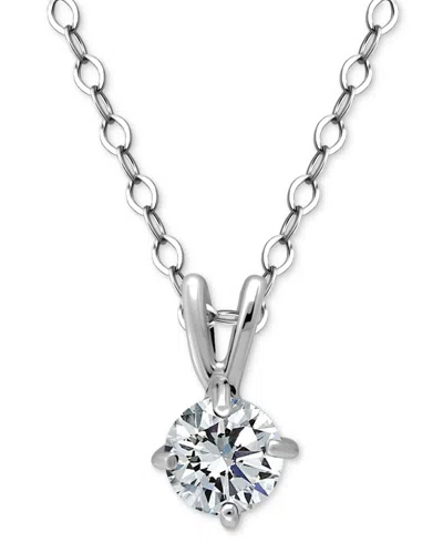 Giani Bernini Cubic Zirconia Solitaire Pendant Necklace In 18k Gold Over Sterling Silver, 16" + 2" Extender, Exclu In Metallic