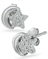 Giani Bernini Cubic Zirconia Star & Moon Stud Earrings In Sterling Silver, Created For Macy's (also In Gold Over S In Silver