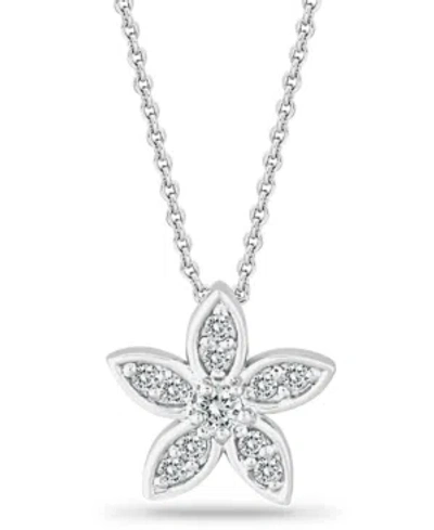 Giani Bernini Cubic Zirconia Star Flower Pendant Necklace In Sterling Silver, 16" + 2", Created For Macy's