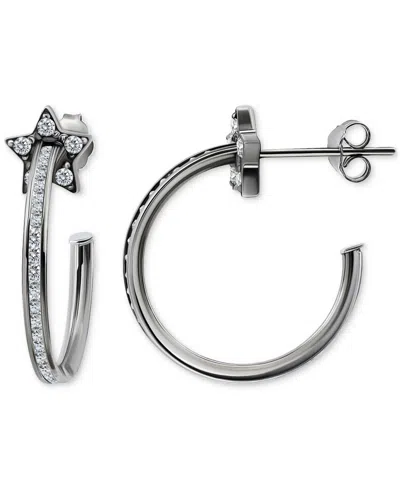 Giani Bernini Cubic Zirconia Star Small Hoop Earrings, 0.75", Macy's Exclusive In Silver
