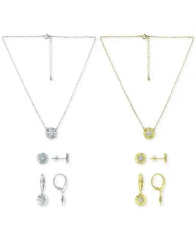 GIANI BERNINI CUBIC ZIRCONIA STARBURST DISC PENDANT NECKLACE STUD DROP EARRINGS COLLECTION CREATED FOR MACYS