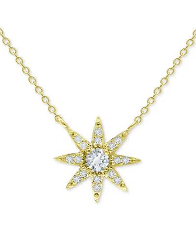 Giani Bernini Cubic Zirconia Starburst Pendant Necklace, 16" + 2" Extender, Created For Macy's In Gold