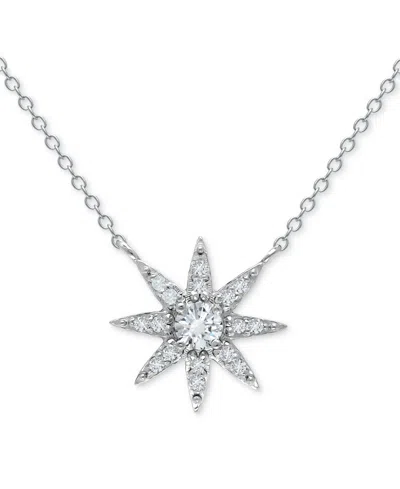 Giani Bernini Cubic Zirconia Starburst Pendant Necklace, 16" + 2" Extender, Created For Macy's In Silver