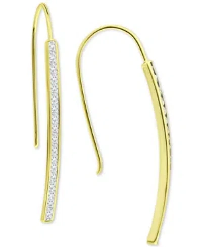 Giani Bernini Cubic Zirconia Vertical Bar Threader Earrings, Created For Macy's In Gold