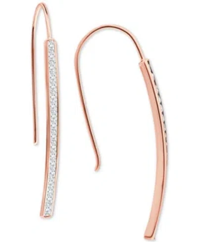 Giani Bernini Cubic Zirconia Vertical Bar Threader Earrings, Created For Macy's In Rose Gold