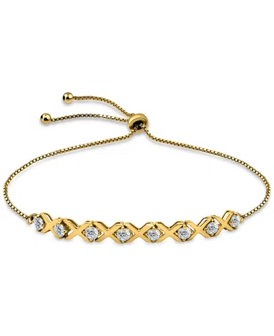 Giani Bernini Cubic Zirconia Xo Bolo Bracelet, Created For Macy's In Gold