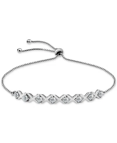 Giani Bernini Cubic Zirconia Xo Bolo Bracelet, Created For Macy's In Sterling Silver