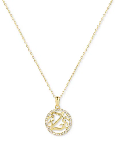 GIANI BERNINI CUBIC ZIRCONIA Z MONOGRAM 18" PENDANT NECKLACE IN 18K GOLD OVER STERLING SILVER, CREATED FOR MACY'S