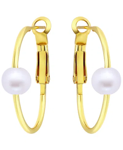 Giani Bernini Cultured Freshwater Pearl (7mm) Oval Hoop Earrings, Macy's Exclusive In Gold