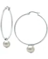 Giani Bernini Cultured Freshwater Pearl Wire Hoop Earrings In Sterling Silver (also In Dyed Howlite & Onyx), Creat In Pearl