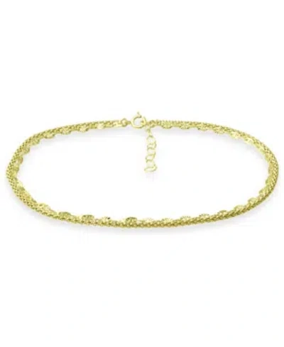 Giani Bernini Double Chain Ankle Bracelet, Created For Macy's In Gold Over Silver