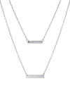 Giani Bernini Double Layered 16" + 2" Cubic Zirconia Double Bars Chain Necklace In Sterling Silver In Silver