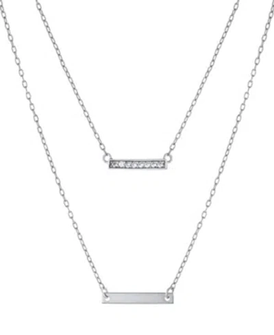 Giani Bernini Double Layered 16" + 2" Cubic Zirconia Double Bars Chain Necklace In Sterling Silver
