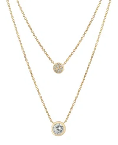 Giani Bernini Double Layered Bezel Set 16" + 2" Cubic Zirconia Chain Necklace In Gold Over Sterling Silver