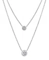 Giani Bernini Double Layered Bezel Set 16" + 2" Cubic Zirconia Chain Necklace In Gold Over Sterling Silver In Silver