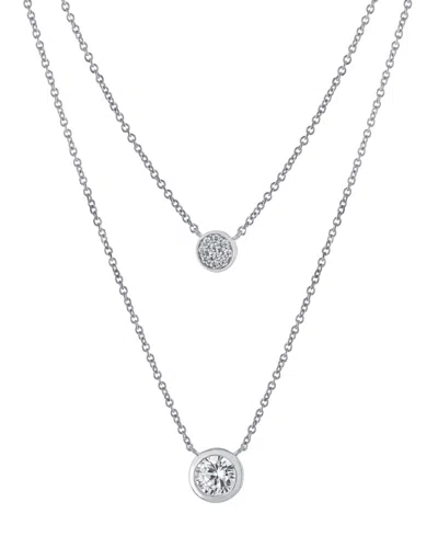 Giani Bernini Double Layered Bezel Set 16" + 2" Cubic Zirconia Chain Necklace In Gold Over Sterling Silver