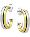 Giani Bernini Double Tube Small Hoop Earrings In Sterling Silver & 18k Gold-plate, 5/8", Exclusively At Macy's In Two-tone